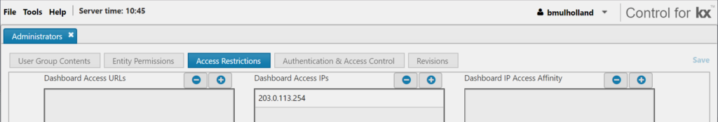 IP Access Restrictions - KX
